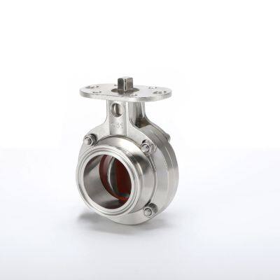 Stainless Steel Butterfly Valve Sanitary Quick Release With Bracket High Platform Clamp Pneumatic Butterfly Valve