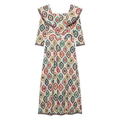 Nuevos productos de primavera 2025. Ropa de mujer en estilo europeo y estadounidense. Vestido de mochila estampado en estilo étnico para mujeres