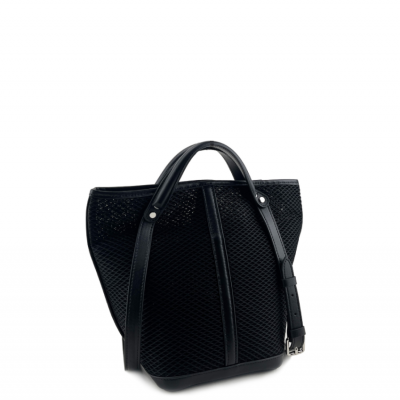 Black Mesh Bucket Bag 2025 Summer New Large Capacity Mesh Beach Tote Bag Fashionable Personalized Women's One-shoulder Handbag