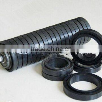 Excellent Quality Black Rubber Impact Idler Roller with Buffer Rings/Carrying Impact Roller