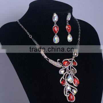 Bridal Phoenix Necklace and Earring Fashion Colorful Crystal Jewelry Set photo-4