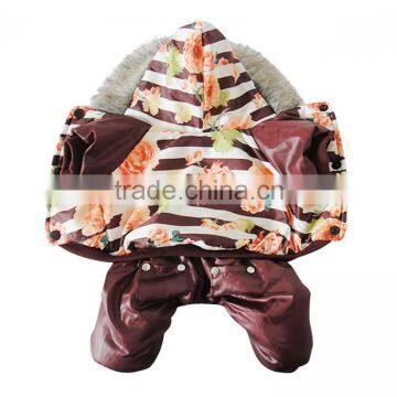 Luxury Fur Flower Cotton Coffee Dog Clothes photo-6