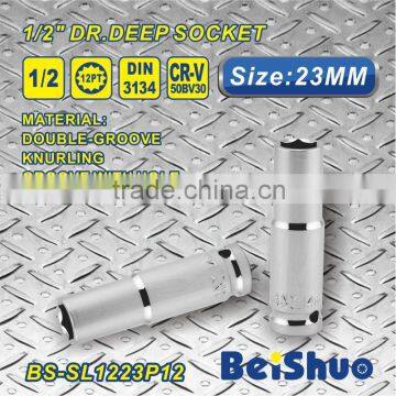 Best selling 23mm 1/2 Inch Square Drive 12 Point Deep Socket Chrome Vanadium