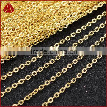 14 Inch 14K Gold Plated Copper Brass Finished Chain Necklace Finding Golden Flat Cable Chain With Losbter Clasp                        
                                                Quality Choice