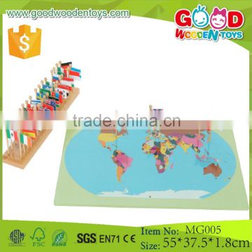 Educational Montessori Geography Flag Stand World Map with Flags Puzzles Games Toys for Kids                        
                                                Quality Choice