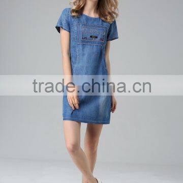 Guangzhou garment wholesale factory new fashion denim dress frock design