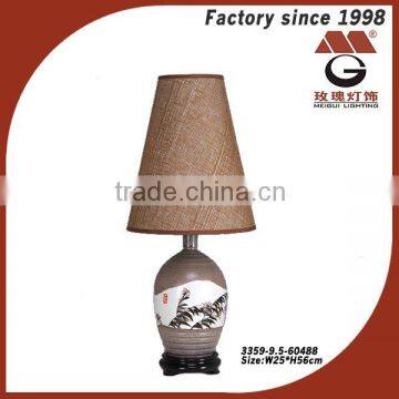 brown rattan shade lamp table