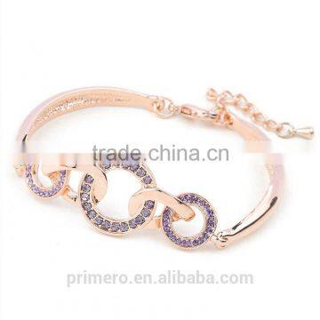 Fashion Jewelry 18K Rose Gold Filled Clear Unique Circle Austrian Crystal Bangle Bracelet photo-4