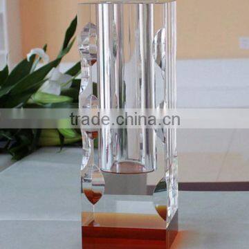 Amber color crystal flower vase, crystal glass vase, crystal vase CV-1014