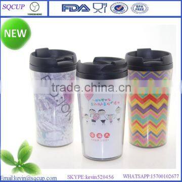 double wall plastic coffee mug, plastic thermo mug, travel mug with paper insert                        
                                                Quality Choice