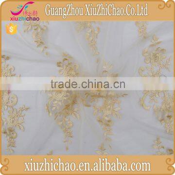 M0042-3 Factory direct selling gold african soft polyester embroidery bridal colored lace fabric