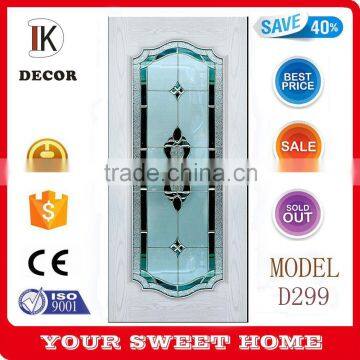 wood entry door with frosted glass