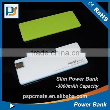 Hot!!!Super slim 3000mah Li-polymer battery mobile power bank with high qaulity