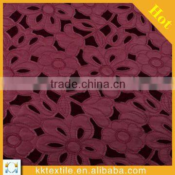Hot sale fashion embroidery flower red PU leather fabric for home textile