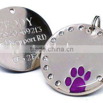 metal engraved name tag, zinc alloy name tag, silver pet tag