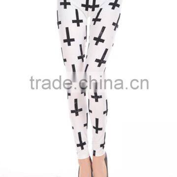 Hot Sale Fashion Cross- shaped Photo Cheap Girls Tights Legging