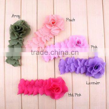 Long chiffon flowers for hari decoratiion,solid color soft flower accessories