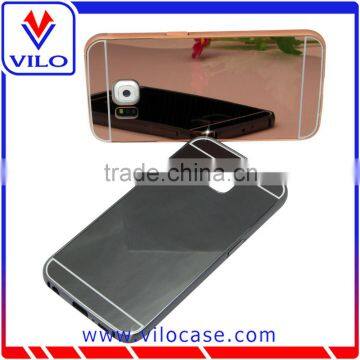 Luxury Matte Metal Frame Mirror Bumper Case for Samsung S6 photo-3