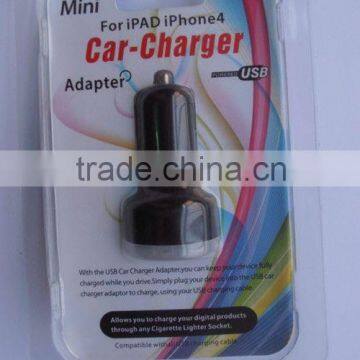 customized package mini dual usb car charger for ipad