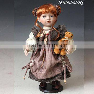 16inch Standing fashionable ceramic promotional country girl doll