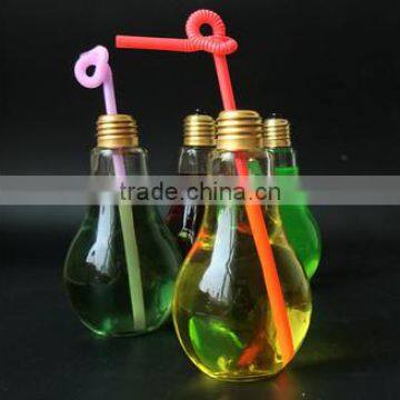 beverage juice drinking use light bulb shape glass bottle with screw cap supplied by custom glass bottle manufacturers