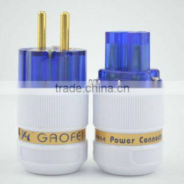 Gaofei GF-E50GW 24K Gold Plated pure copper EU AC Power plug+IEC female plug