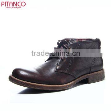 High quality Brush color cowhide lace-up mens casual boots