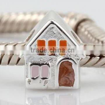 Custom made genuine silver european enamel house bead