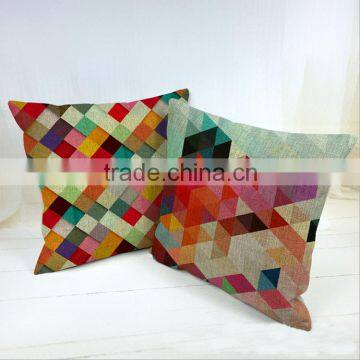 Top Grade digital printing Colorful Geometric Pillow Case, Square Home Decor sofa cushion