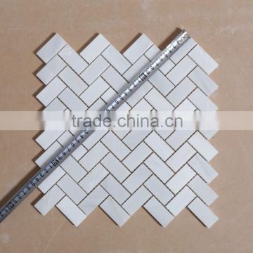 corridor decorating polished white herringbone marble mosaic tile