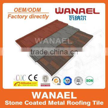 Flat or waves single color stone coated metal roofing tile aluminum shingles