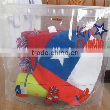 Transparent plastic stand up bag with pvc sticker