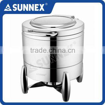 SUNNEX High Quality Mirror Polished Stainless Steel Hydraulic Hinged Glass Window 10Litre Soup kettle