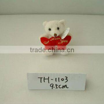 customized beautiful valentine soft plush stuffed white bear animal toy with embroidered red pillow