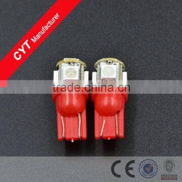 2015 New DC 12V T10 1.25W 5SMD 5050 Red LED bulb Car Lights Clearance Lights/Marker Light