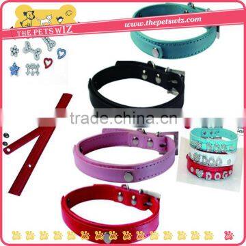 Pet dog cat bling leather collar