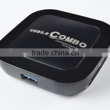 USB 3.0 combo usb hub with led display multi-functional card reader