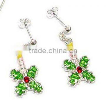 Fashion metal christmas tree with colorful crystal and enamel drop earrings , Customized Colors or LOGO and OEM design accept