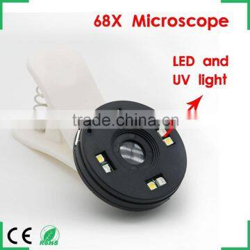 2015 universal pocket 68X microscope for mobile phone ; universal mini mobile phone 68X microscope