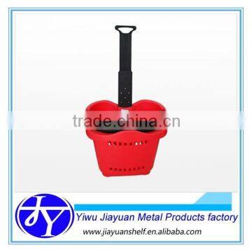 Plastic Market Basket With Two Wheels and Foldable Handle Bar photo-3