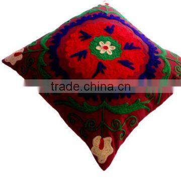 RTHCC-35 Royal Colors Traditional Pure Export Quality Jaipur Flowers Embroidery Cotton Suzani cushion covers For Christmas