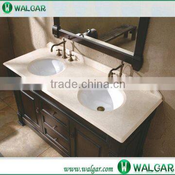 Double bowl size beige color artificial marble vanity top