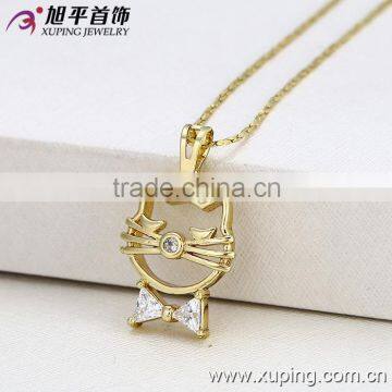 Simple Elegant 14K Color Fashion Cat Designs Pendant for Women Cute Jewelry