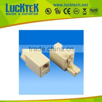 Telephone wall jack, 6P4C / 8P4C US plug to single jack coupler box