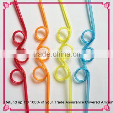 Curly Fun Plastic Straws x 4 Pack Reusable Drinking party straws