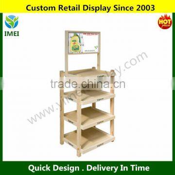 POP Custom design beverage wood rack,wood store display frame,promotion beverage display