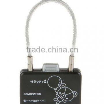 Cartoon mini 3 digit combination password lock padlock/Cute mini 3 digit combination luggage lock/3-dial combination cable lock