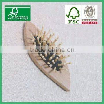 Tapered wooden massage comb with soft air cushion, pocket hairbrush,creative gift, beauty, easy to carry WMC024