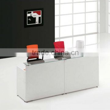 Attractive design cheap reception desk with glass