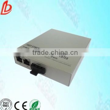 1SC to 2 port RJ45 Fast Ethernet SC fiber optical transceiver 100m fiber optic media converter for wholesale